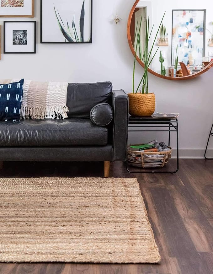 Unique Loom Braided Jute Collection Area Rug - Dhaka (10' x 13' 1" Rectangle, Natural)