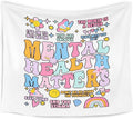 WARDOS Mental Health Matters Tapestry, Boho Trendy Mental Health Tapestry Wall Hanging, Inspirational Psychology Wall Blanket Decor for Therapy Office Classroom Girls Bedroom, 50x60 Inch