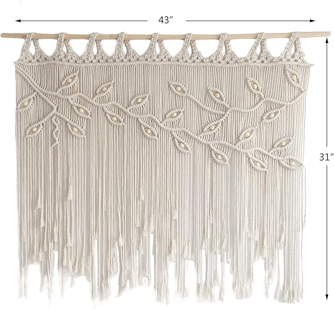 Youngeast Macrame Wall Hanging Woven Tapestry Bedroom Curtain Leaf Shape Living Room Curtains Wall Decor