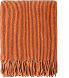 BATTILO HOME Rust Orange Throw Blanket for Couch, Soft Chenille Knit Throws with Tassels for Home Decor, Fall Caramel Throws for Couch Cover, 60"x80"
