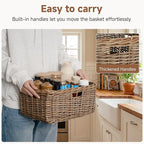 StorageWorks Pantry Baskets, Willow Storage Baskets for Organizing, Shelves, Pantry Organizers and Storage, Light Brown, 15"L x 11"W x 6 ¾"H