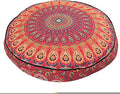 Indian Mandala Cotton Floor Pillow Cover Living Room Decor Cushion Cover Beach Throw Boho Meditation Pouff Cover Hippie Ottoman Poufs Sham Pet Dog Bed Cover Kids Bean Bag