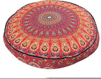 Indian Mandala Cotton Floor Pillow Cover Living Room Decor Cushion Cover Beach Throw Boho Meditation Pouff Cover Hippie Ottoman Poufs Sham Pet Dog Bed Cover Kids Bean Bag