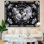 Fungarth Skeleton Butterfly Tapestry Purple Skull Hippie Mushroom Plants Tapestry for Bedroom Moon phase Aesthetic Tapestries Wall Hanging for Living Room Dorm (68.00” x 90.00”, Purple)