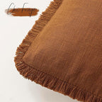Foindtower Set of 2 Decorative Linen Fringe Throw Pillow Covers Cozy Boho Farmhouse Cushion Cover with Tassels Soft Accent Pillowcase for Couch Sofa Bed Living Room Home Decor, 26×26 Inch, Orange