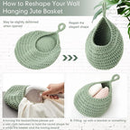 Honeydak Boho Decor Hanging Wall Baskets for Kitchen 3 Pack Teardrop Baskets with Hooks Storage Fruit Onion Vegetable Potato for Home 3 Sizes