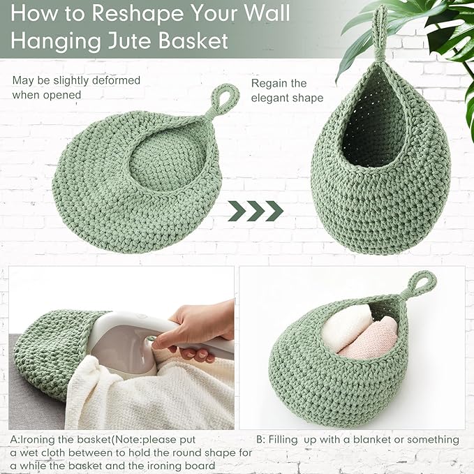 Honeydak Boho Decor Hanging Wall Baskets for Kitchen 3 Pack Teardrop Baskets with Hooks Storage Fruit Onion Vegetable Potato for Home 3 Sizes