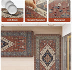 KIMODE Anti Fatigue Kitchen Mats for Floor, Red Boho Distressed Kitchen Rugs Sets of 2, Non Slip Waterproof Kitchen Floor Mats, Comfort Mats for Kitchen Floor Sink Laundry Desk 20"x59"+20"x32"
