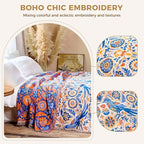 Boho Throw Blanket for Bed Cotton Spring Blankets Twin Size for Bedroom Living Room All Season Lightweight Floral Bird Embroidery Breathable Quilt for Couch Sofa Chair 60"x80" Home Decor