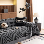 VClife Bohemian Sofa Cover Washable, Non Slip Chenille Couch Cover for 2 Cushion Couch Sofa Pet Furniture Protector Modern Tribal Black Gray Sofa Slipcover for Loveseat and Sectional Couch 71''x118''