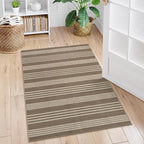Lahome Elance Striped Easy Jute Porch Rug, 3x5 Washable Rugs for Entryway Living Room, Farmhouse Nature Non Slip Non Shedding Indoor Outdoor Carpet for Entry Classroom Patio, Khaki
