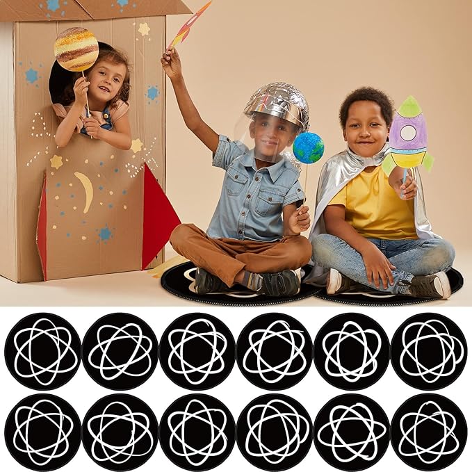 Tinideya 12 Pcs Kids Carpet Circle Seats for Class 16 Inch Round Classroom Rug Floor Cushions Soft First Day of School Educational Mat Non Slip Back to School Learning Playing Areas(Abstract)