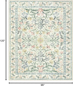 Lahome Sylvie Boho Rugs for Living Room, Washable Large 8 x 10 Area Rugs for Bedroom Non Slip, Soft Ultra-Thin Distressed Floral Throw Carpet for Office Dining Room, Cream/Multi