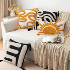 Adabana Boho Decorative Yellow Throw Pillow Covers 20x20, Tufted Sun Pillow Cover with Tassels Bohemian for Sofa Bedroom Living Room Home Decor (No Pillow Insert, 1Pc)
