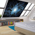 Forest Galaxy Starry Tapestry for Bedroom Ceiling, Blue Space Night Starry Sky Moon Stars Tapestry Aesthetic, Tree Forest Milky Way Backdrop Wall Hanging for Dorm Living Room Decor (51" X 60")