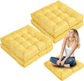 Jerify Floor Pillow Cushions Large Round Square Large Meditation Floor Pillow for Classroom Adult Meditation Picnic Party Seating Learning Daycare School(Square,Yellow,4 Pcs)