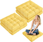 Jerify Floor Pillow Cushions Large Round Square Large Meditation Floor Pillow for Classroom Adult Meditation Picnic Party Seating Learning Daycare School(Square,Yellow,4 Pcs)