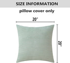 Home Brilliant Spring Pillow Covers Green 20x20 Super Soft Striped Velvet Throw Pillows for Couch Living Room Decor, Set of 2, 20 x 20 Inch, Mint