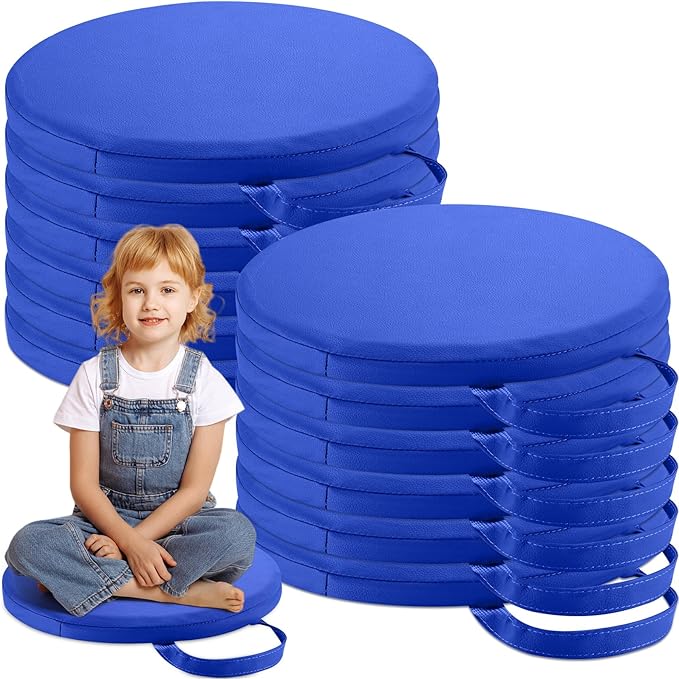 Suzile 12 Pcs 12'' Floor Cushions for Classroom Flexible Floor Seating with Handles Classroom Carpet Cushions for Kids Toddlers Daycare Preschool Furniture (Royal Blue)