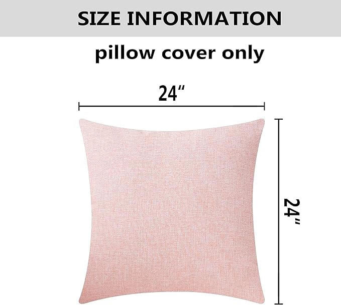 Home Brilliant 24x24 Pillow Covers Decorative Lined Linen Euro Sham Blush Pink Cushion Case for Floor, 60 x 60 cm, Baby Pink