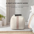 Anji Mountain Pouf Ottoman Foot Rest, Handmade Ottoman Pouf, Comfortable Foot Stool, Decorative Floor Seating for Living Room Decor, Bedroom & Home Décor Accent - Petal Stripe