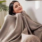 lifein Fall Throw Blanket for Couch-Soft Boho Bed Throw Blankets,Cozy Tan Waffle Knitted Throw,Small Farmhouse Lightweight Blanket&Throw for Autumn,Woman,Chair,Sofa,Home Decor(Tan/Light Brown,50*60")