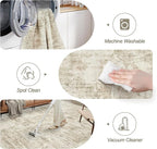 Abstract Rug 5x7 Machine Washable Area Indoor Beige Gray White Low Pile Non-Slip Foldable Thin Accent Rugs for Bedroom Living Room Dining Room Grey