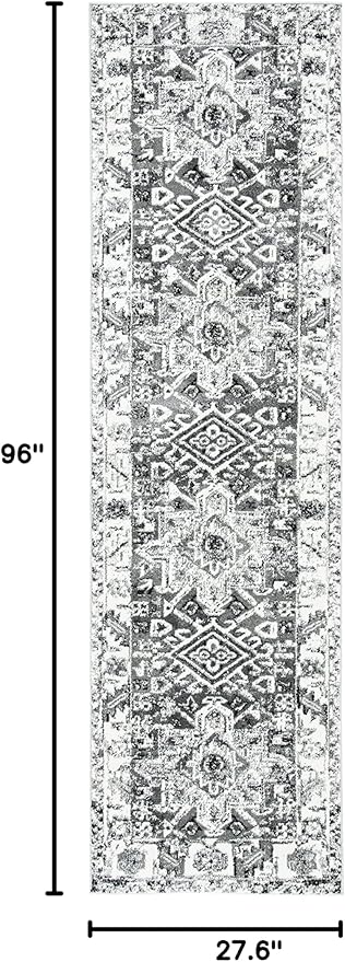 SAFAVIEH Vintage Hamadan Collection Runner Rug - 2'3" x 8', Grey & Ivory, Traditional Persian Design, Non-Shedding & Easy to Clean, Ideal for Hallway, Foyer, Entryway, Bedroom (VTH211G)