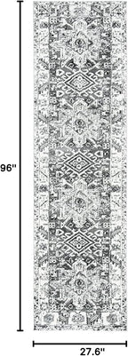 SAFAVIEH Vintage Hamadan Collection Runner Rug - 2'3" x 8', Grey & Ivory, Traditional Persian Design, Non-Shedding & Easy to Clean, Ideal for Hallway, Foyer, Entryway, Bedroom (VTH211G)