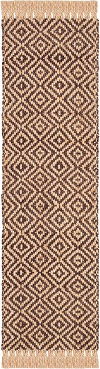 SAFAVIEH Natural Fiber Collection Runner Rug - 2'3" x 8', Brown & Natural, Handmade Boho Diamond Tassel Jute, Ideal for High Traffic Areas in Living Room, Bedroom (NF266E)