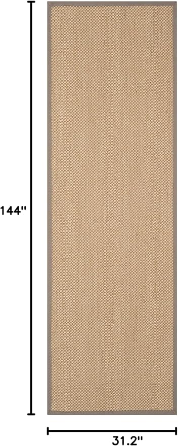SAFAVIEH Natural Fiber Collection Runner Rug - 2'6" x 12', Maize & Grey, Sisal, Woven Design with Border (NF141G)