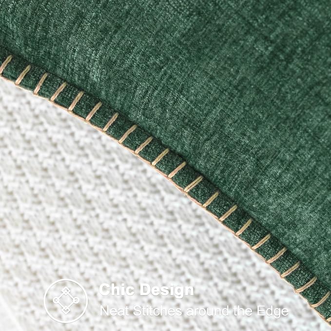 CaliTime Christmas Throw Pillow Covers Decorative 24 X 24 Inches Pack of 2 Cotton Thread Stitching Edges Solid Dyed Soft Chenille Cushion Cases for Couch Sofa Bed Living Room Farmhouse Dark Green