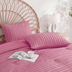 JELLYMONI Pillowcases Standard Size Bright Pink 2 Pack Boho Striped Bed Pillow Covers 20x26in Polyester Envelope Pillow Shams Tufted Bohemian Textured (Pillows are not Included)