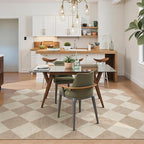 Beeiva Checkered Print Living Room Rugs 8x10, Moroccan Beige Washable Area Rug 8X 10 Non Slip Soft Bedroom Carpet, Geometric Plaid Aesthetic Decor Ultra Thin Large Carpet for Dining Room Office