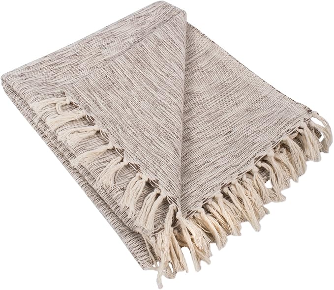 DII Rustic Farmhouse Throw Blanket with Decorative Tassels, Use for Chair, Couch, Bed, Picnic, Camping, Beach, & Just Staying Cozy at Home (50 x 60), Variegated Brown