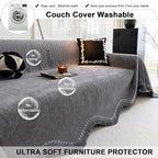 ROOMLIFE Gray Couch Cover Boho Sofa Covers for 3 Cushion Couch Washable, Furniture Protector Sofa Couch Cover for Dogs, Soft Chenille Sofa Slipcover, Couch Throw Blankets with Tassels 71 '' X 150''