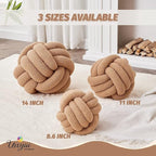 Uvvyui Knot Pillow Ball, Soft Home Decorative Pillows, Round Throw Pillow, Handmade Knotted Plush Pillow, Round Boucle Pillow Cushion (11 Inches Khaki)