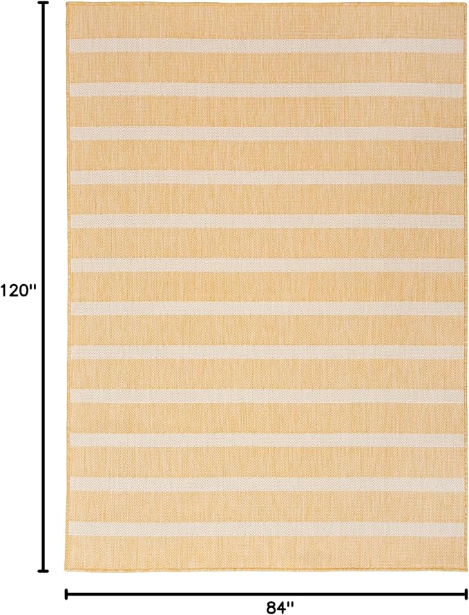 Nourison Home Positano Yellow Ivory 7' x 10' Area Rug - Easy Clean, Non Shedding, Bed Room, Living Room, Dining Room, Kitchen (7' x 10')