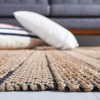 SAFAVIEH Natural Fiber Collection Accent Rug - 3' x 5', Black & Natural, Handmade Boho Farmhouse Rustic Jute & Cotton, Ideal for High Traffic Areas in Entryway, Living Room, Bedroom (NFB654Z)
