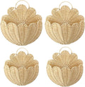 Domensi 4 Pcs Scalloped Wall Baskets Hanging Baskets 4 Different Sizes Large and Small Hand Woven Plastic Rattan Craft Original Storage Holder Scalloped Decor for Nursery Home House Bathroom