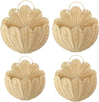 Domensi 4 Pcs Scalloped Wall Baskets Hanging Baskets 4 Different Sizes Large and Small Hand Woven Plastic Rattan Craft Original Storage Holder Scalloped Decor for Nursery Home House Bathroom