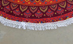 Round Beach Tapestry Turquoise Mandala Throw/Boho Hippie Beach Blanket Roundie/Indian Cotton Bohemian Large Round Table Cloth-Home Decor/Yoga Mat Meditation Picnic Rug (42", Orange)