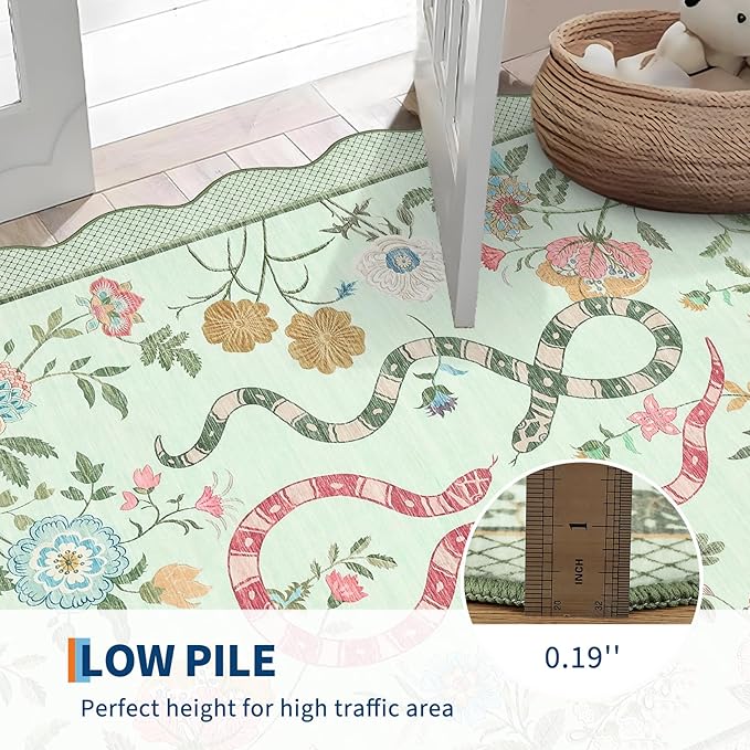 GarveeHome Washable 8x10 Rug for Bedroom Rugs Modern Area Rug Non-Slip Low Pile Dorm Home Carpet Stain-Resistant Flower Rug for Dining Room Kids Room Living Room