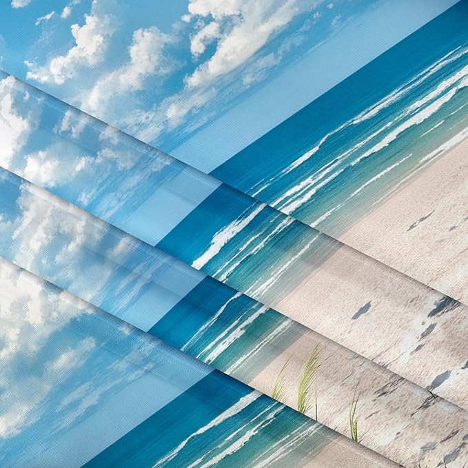 EOBTAIN Coastal Beach Tapestry Blue Ocean and Sky outside the Window Landscape Tapestries Hanging Decor Summer Nature Poster Tapestry Wall Hanging for Bedroom Living Room 60x40 Inch