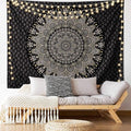 Edeesky Black Mandala Tapestry Wall Hanging Psychedelic Medallion Wall Tapestry Aesthetic Indian Hippie Decor Bohemian Art Boho Home Decoration Blanket for Bedroom,Living Room,Dorm