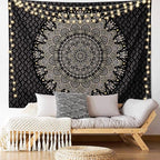 Edeesky Black Mandala Tapestry Wall Hanging Psychedelic Medallion Wall Tapestry Aesthetic Indian Hippie Decor Bohemian Art Boho Home Decoration Blanket for Bedroom,Living Room,Dorm