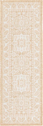 Rugs.com Outdoor Aztec Collection Rug – 6 Ft Runner Natural Flatweave Rug Perfect for Hallways, Entryways