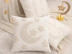 Tosleo Ramadan Pillow Covers 18x18 inch Set of 2 Beige Tufted Embroidery Throw Pillow Covers Ramadan Eid Mubarak Cushion Covers Moon and Star Decorations for Home Couch Sofa Outdoor