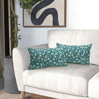 Teal Pillow Covers 12x20 Set of 2 Vintage Floral Rustic Old Style Cute Flower Print Rectangle Decorative Outdoor Pillowcases Seasonal Farmhouse Throw Cushion Case Couch Sofa Bed Decor