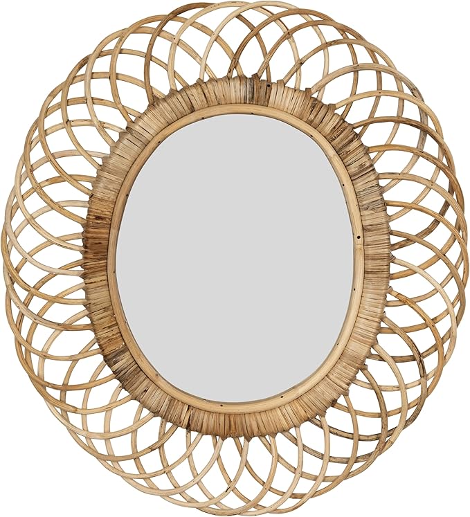 Creative Co-Op Oval Woven Bamboo Wall Mirror